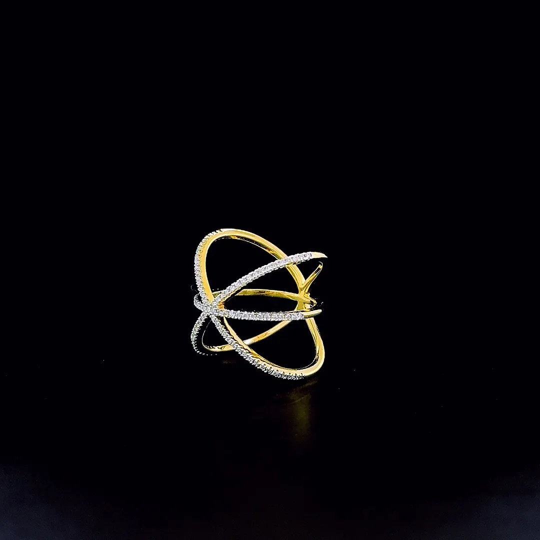 Golden Enigma Diamond Orbit Ring