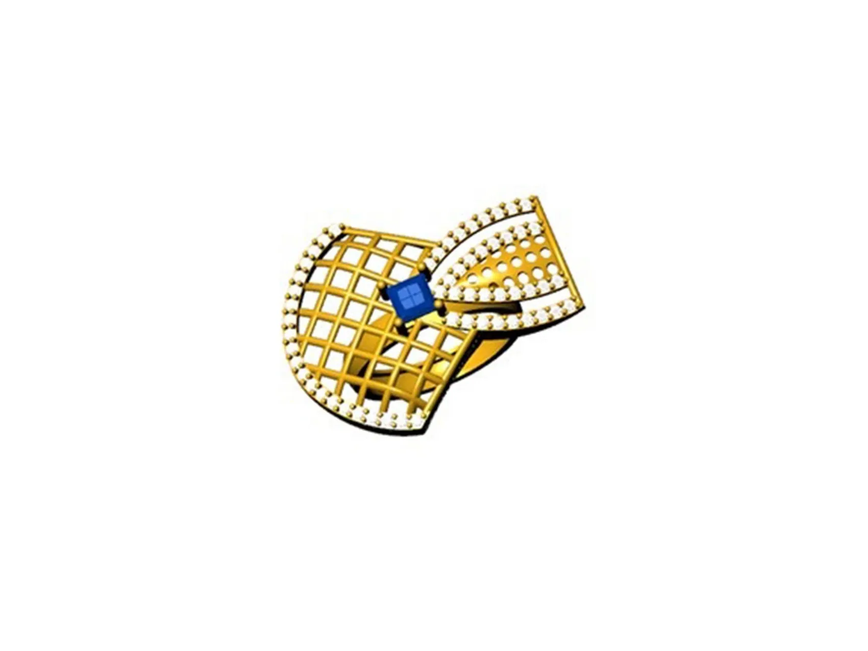 Sapphire Gridlock Diamond Ring