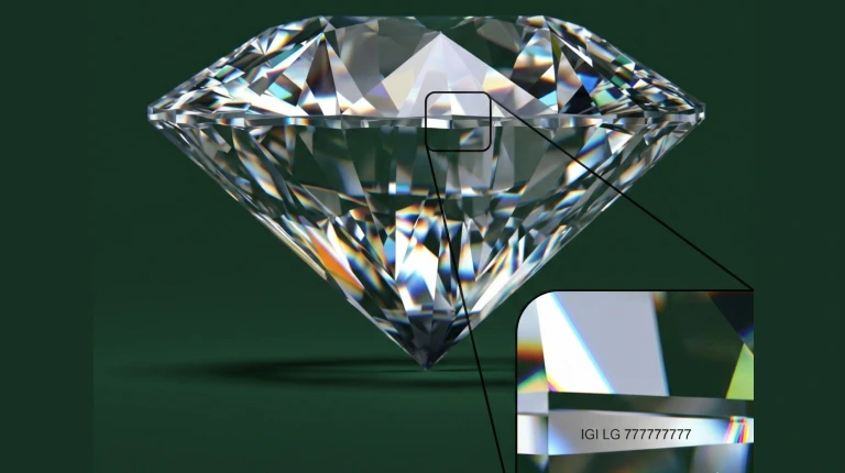 Lab-grown diamond with IGI laser inscription on girdle – certified real diamond by Raro Jewels